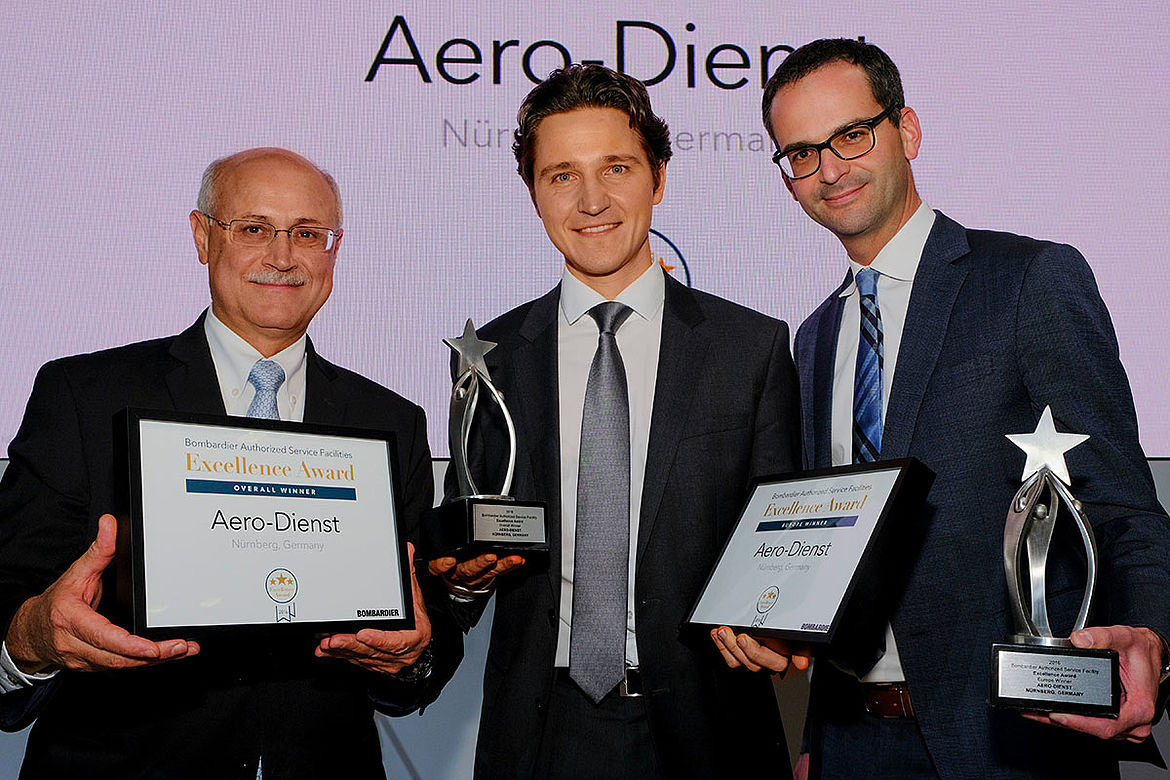 Aero-Dienst gewint zum zweiten Mal in Folge den „Bombardier Business Aircraft Excellence Award”